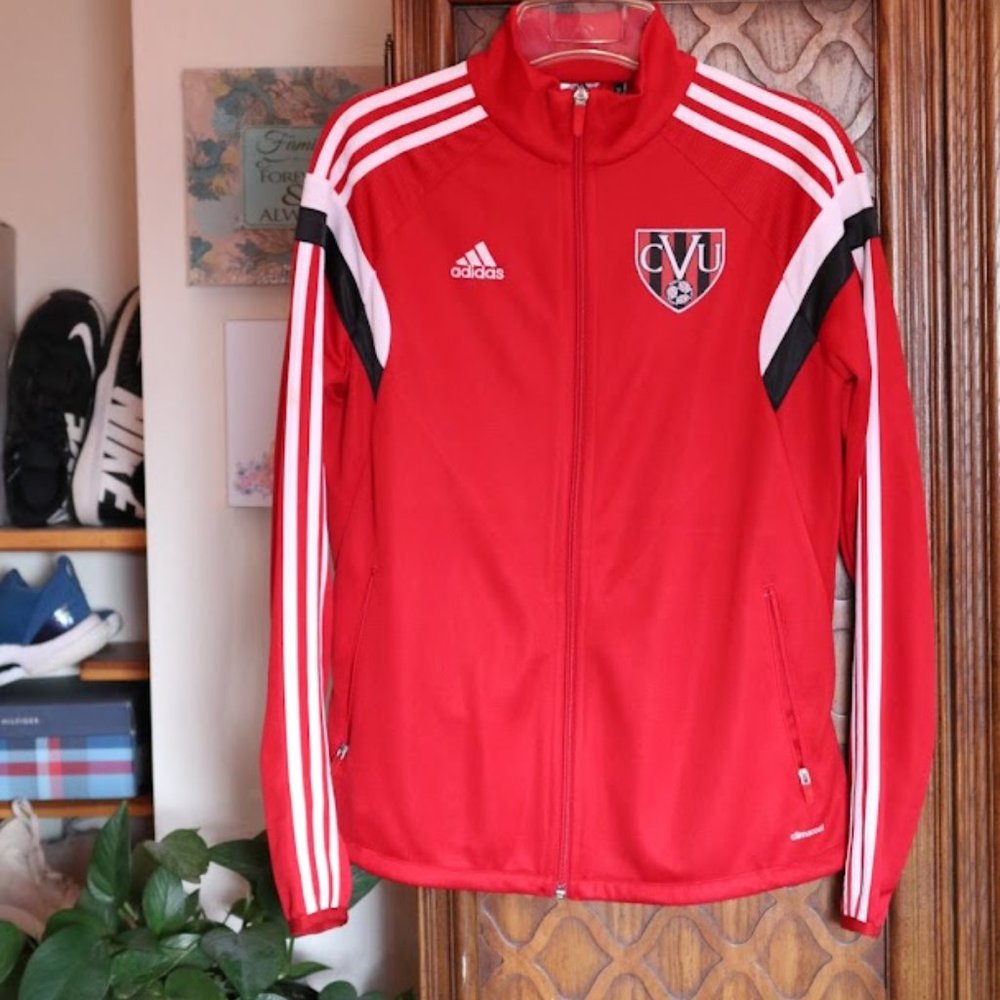 RELIST - Adidas 3 Stripes Soccer Tiro Track Jacket CVU Red/White 3-stripes - S - Picture 2 of 16